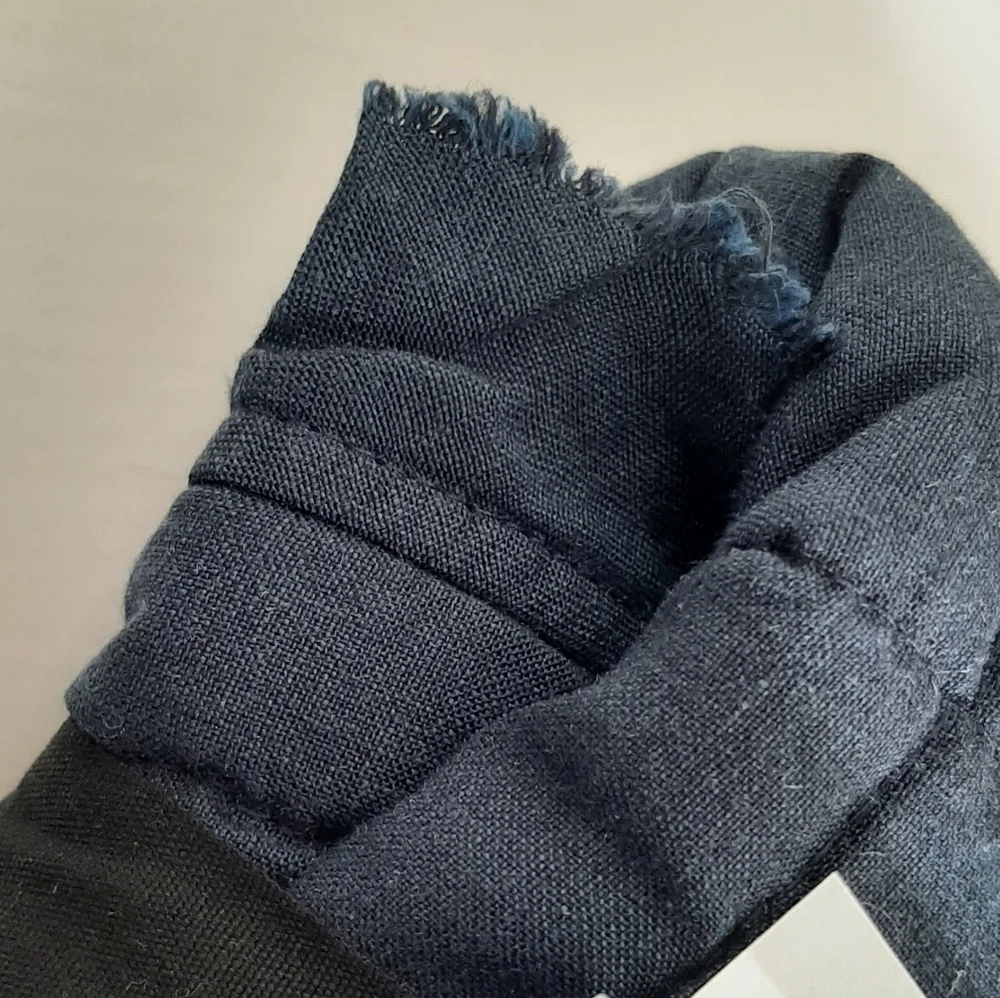 West Elm Belgian Flax Linen Frayed Edge Euro Quilted Shams Midnight Blue